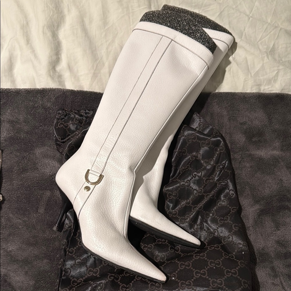 Gucci White Knee-High Women's Boots - resoled by cobbler 7.5